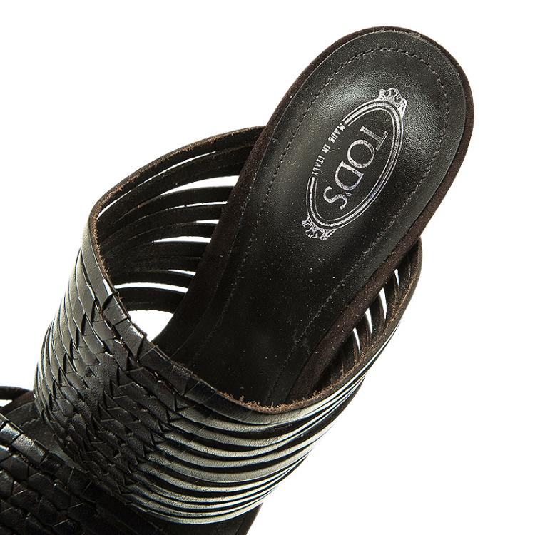 Pre Owned Tod's Brown Leather Strappy Sandals Size 40 