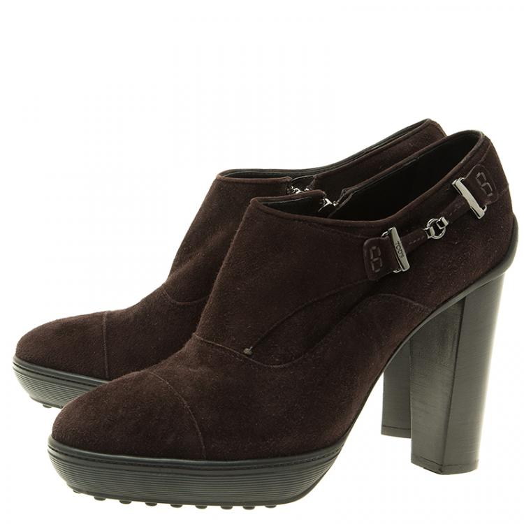 Pre Owned Tod's Brown Suede Ankle Boots Size 40 