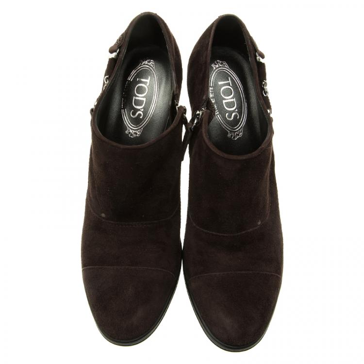Pre Owned Tod's Brown Suede Ankle Boots Size 40 