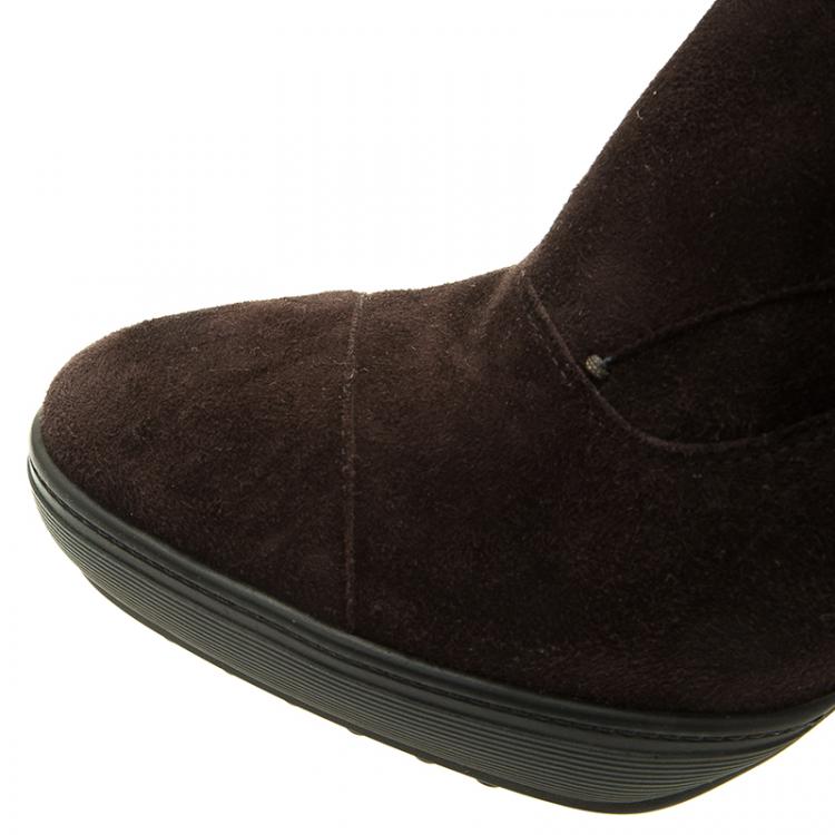 Pre Owned Tod's Brown Suede Ankle Boots Size 40 