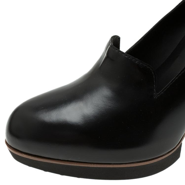 Pre Owned Tod's Black Leather Loafer Platform Pumps Size 40