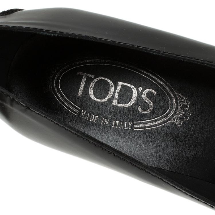 Pre Owned Tod's Black Leather Loafer Platform Pumps Size 40