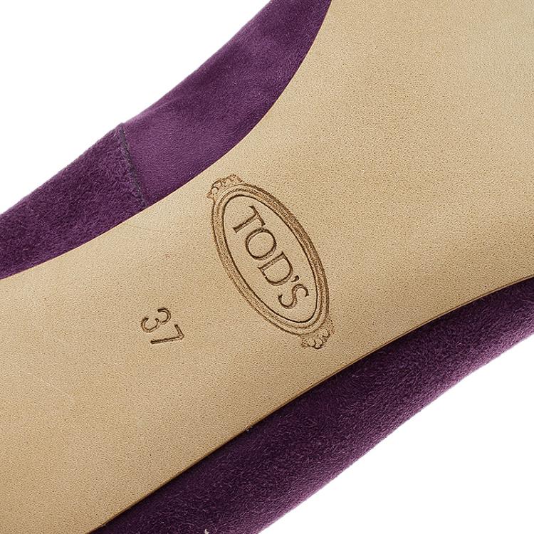 Pre Owned Tod's Purple Suede Buckle Pumps Size 37