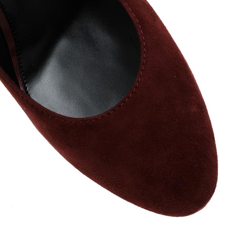 Pre Owned Tod's Maroon Suede Wedge Pumps Size 40