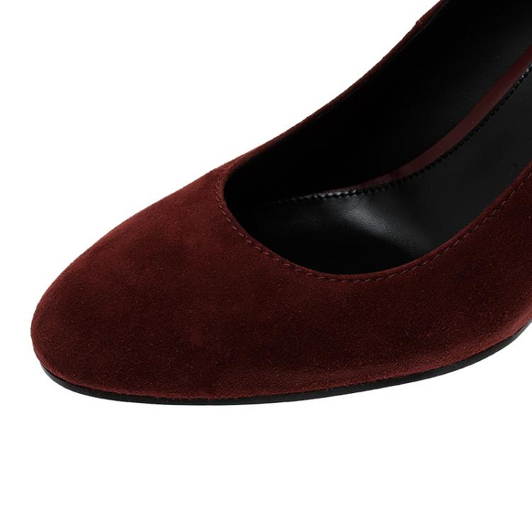 Pre Owned Tod's Maroon Suede Wedge Pumps Size 40
