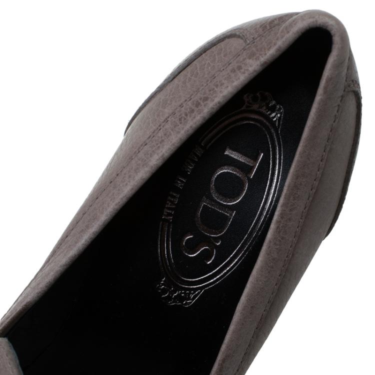 Pre Owned Tod's Grey Leather Loafer Platform Pumps Size 40