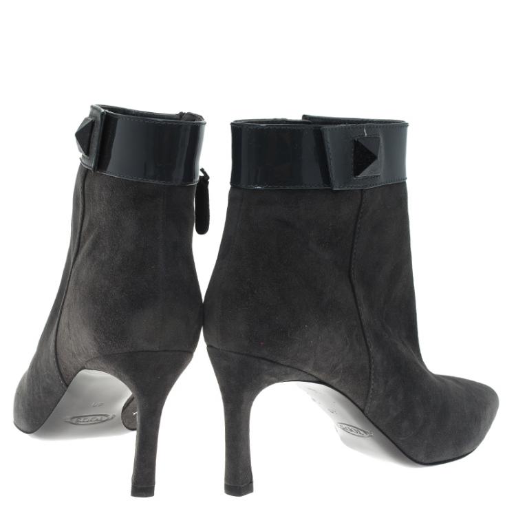 Pre Owned Tod's Grey Suede Ankle Boots Size 40