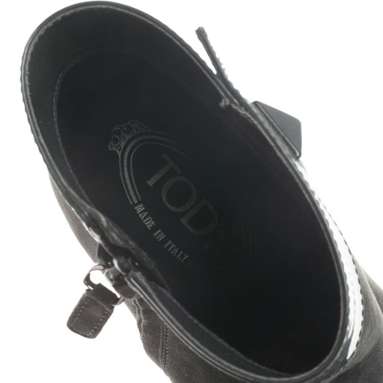 Pre Owned Tod's Grey Suede Ankle Boots Size 40
