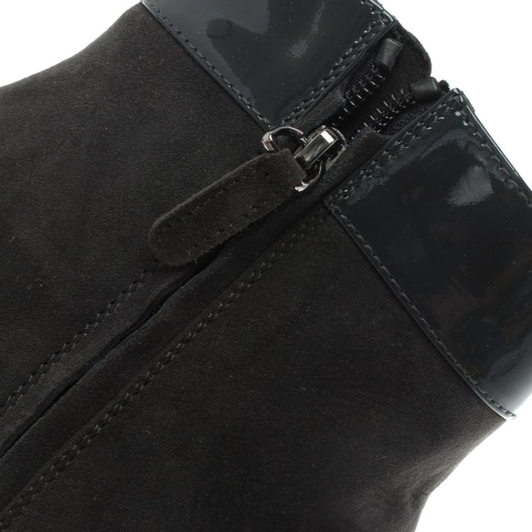 Pre Owned Tod's Grey Suede Ankle Boots Size 40