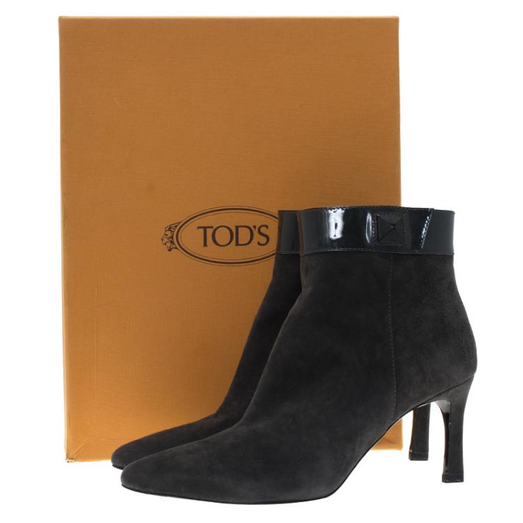 Pre Owned Tod's Grey Suede Ankle Boots Size 40
