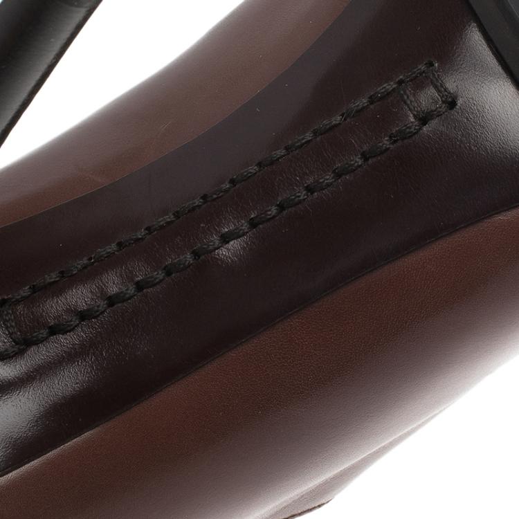 Pre Owned Tod's Brown Leather Cross Strap Pumps Size 39