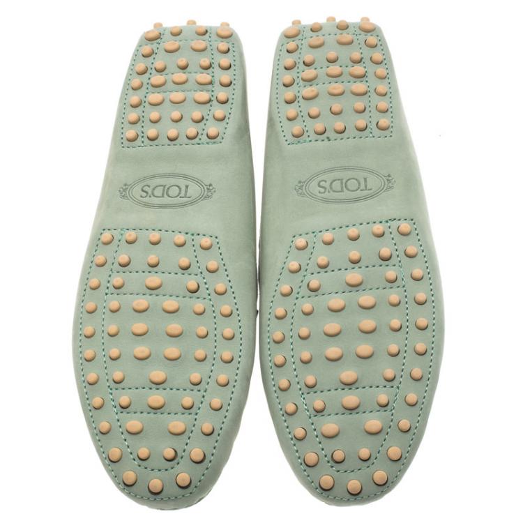 Pre Owned Tod's Pistachio Green Nubuck Bow Loafers Size 40