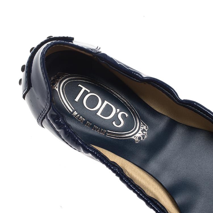 Pre Owned Tod's Blue Patent Dee Ballet Flats Size 39