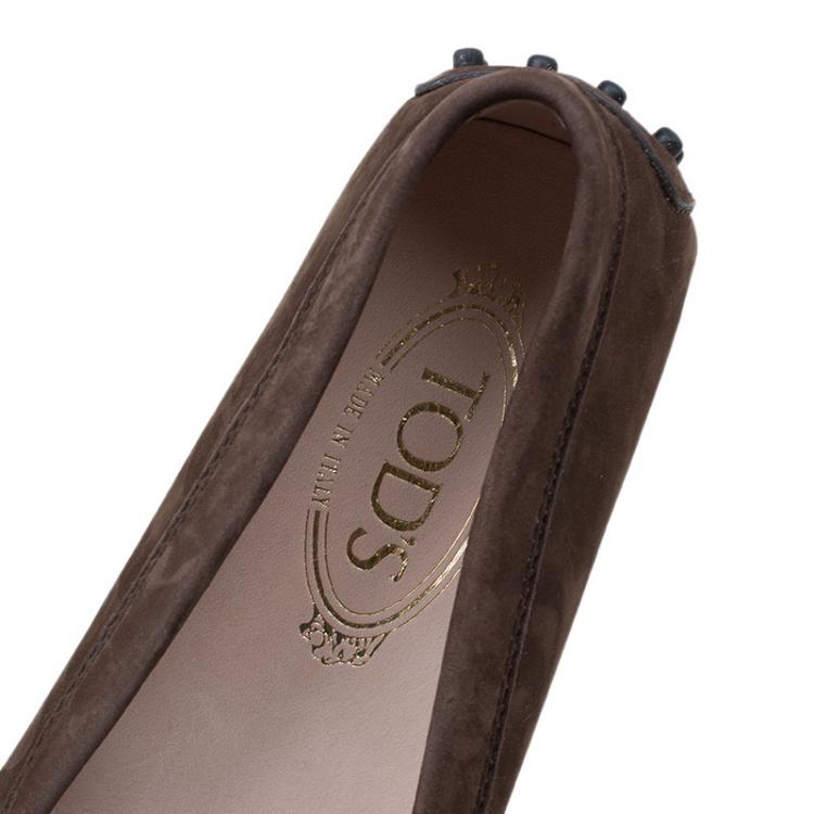 Pre Owned Tod's Brown Suede Horsebit Loafers Size 37