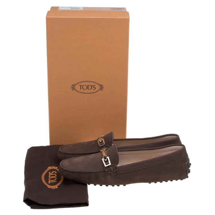 Pre Owned Tod's Brown Suede Horsebit Loafers Size 37