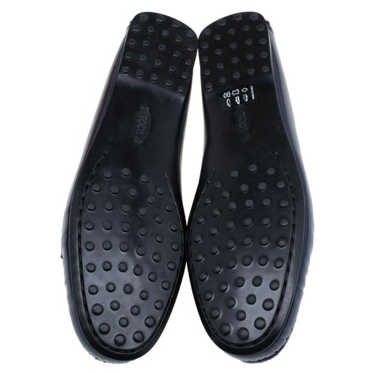Pre Owned Tod's Blue Patent Leather Penny Loafers Size 38.5