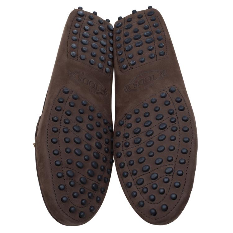Pre Owned Tod's Brown Suede Horsebit Loafers Size 38