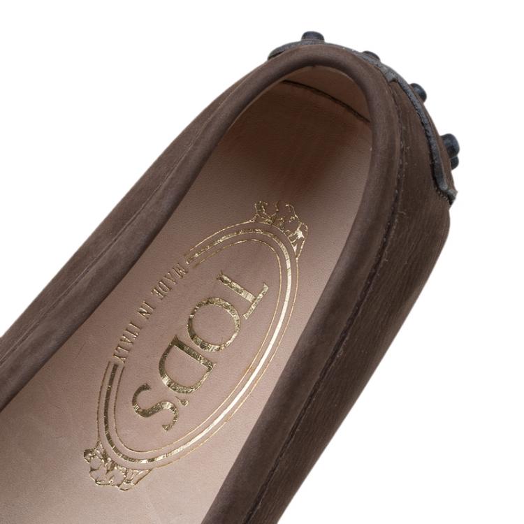 Pre Owned Tod's Brown Suede Horsebit Loafers Size 38