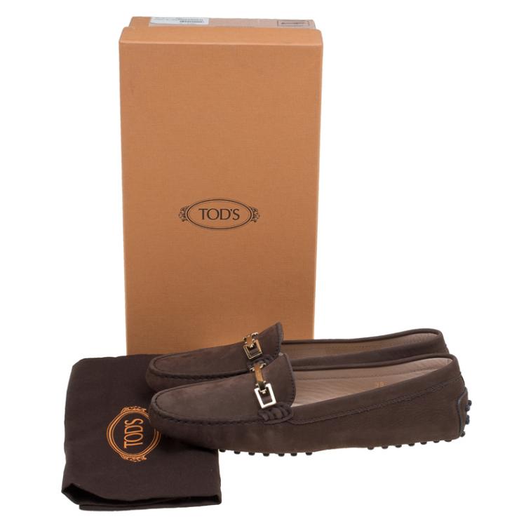 Pre Owned Tod's Brown Suede Horsebit Loafers Size 38