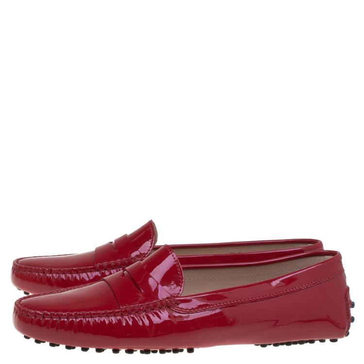 red penny loafers