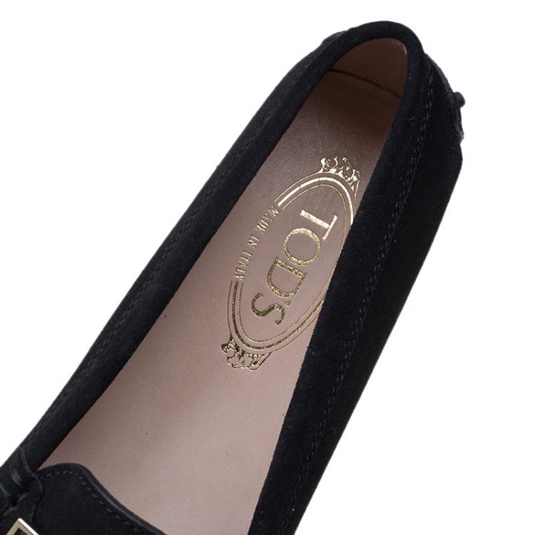 Pre Owned Tod's Black Suede Horsebit Loafers Size 40.5