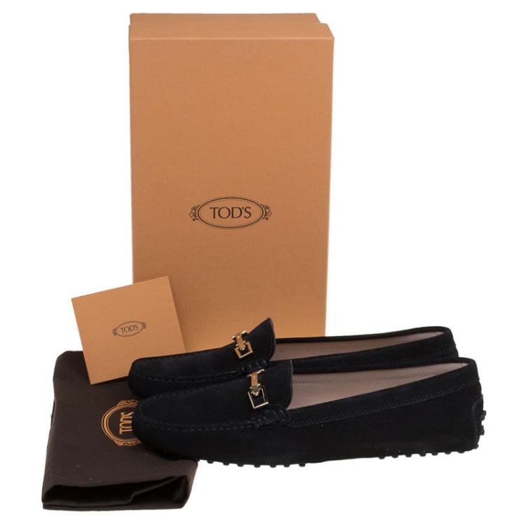 Pre Owned Tod's Black Suede Horsebit Loafers Size 40.5