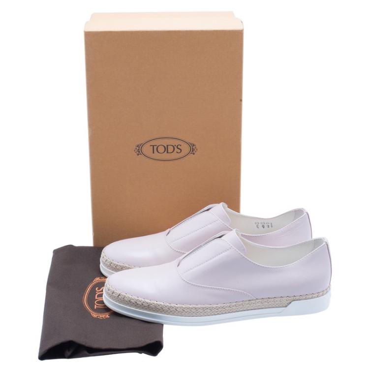 Pre Owned Tod's Blush Pink Leather Francesina Slip On Espadrille Sneakers 38