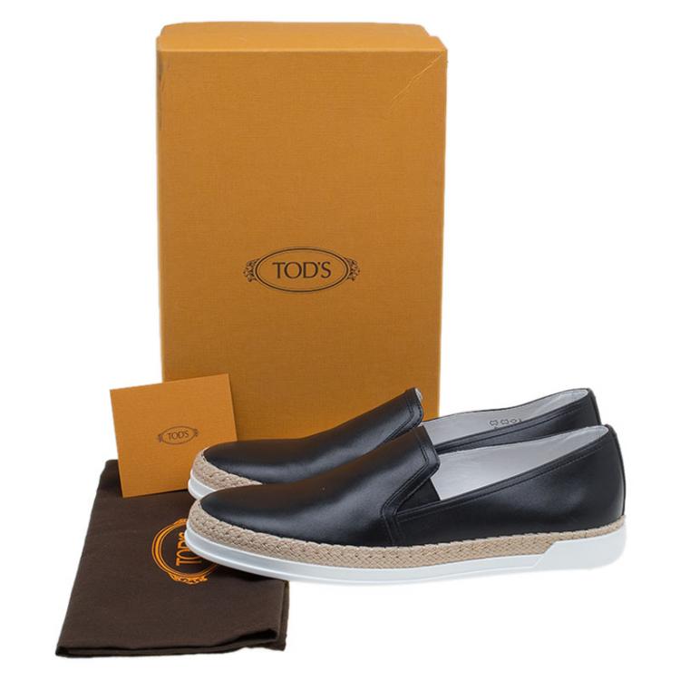 Pre Owned Tod's Black Leather Espadrille Skate Sneakers Size 39.5