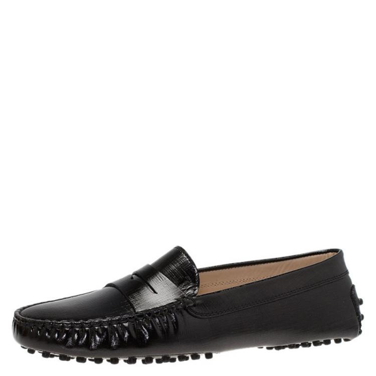Pre Owned Tod's Black Leather Penny Loafers Size 38.5