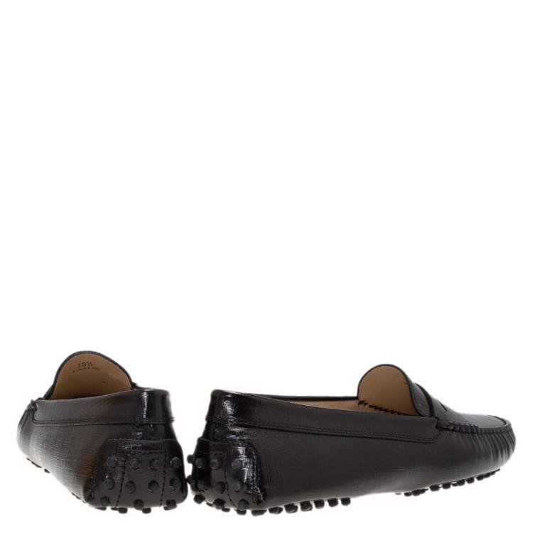 Pre Owned Tod's Black Leather Penny Loafers Size 38.5