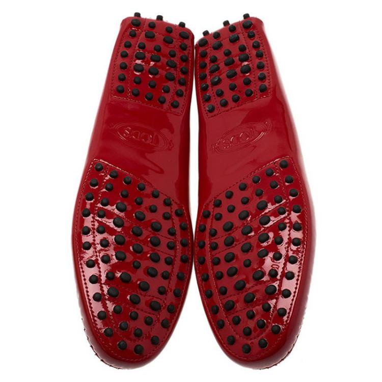 Pre Owned Tod's Red Patent Penny Loafers Size 40.5