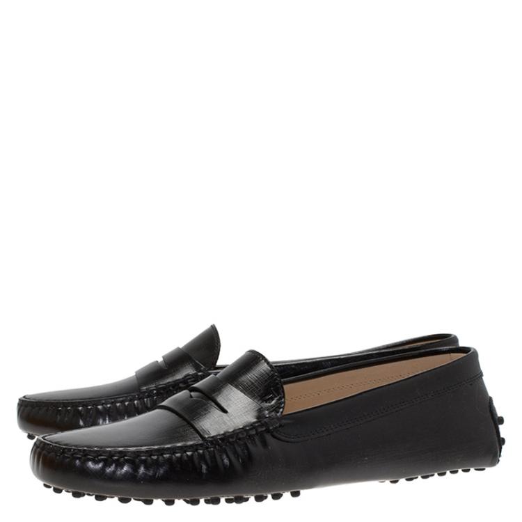 Pre Owned Tod's Black Patent Penny Loafers Size 40.5