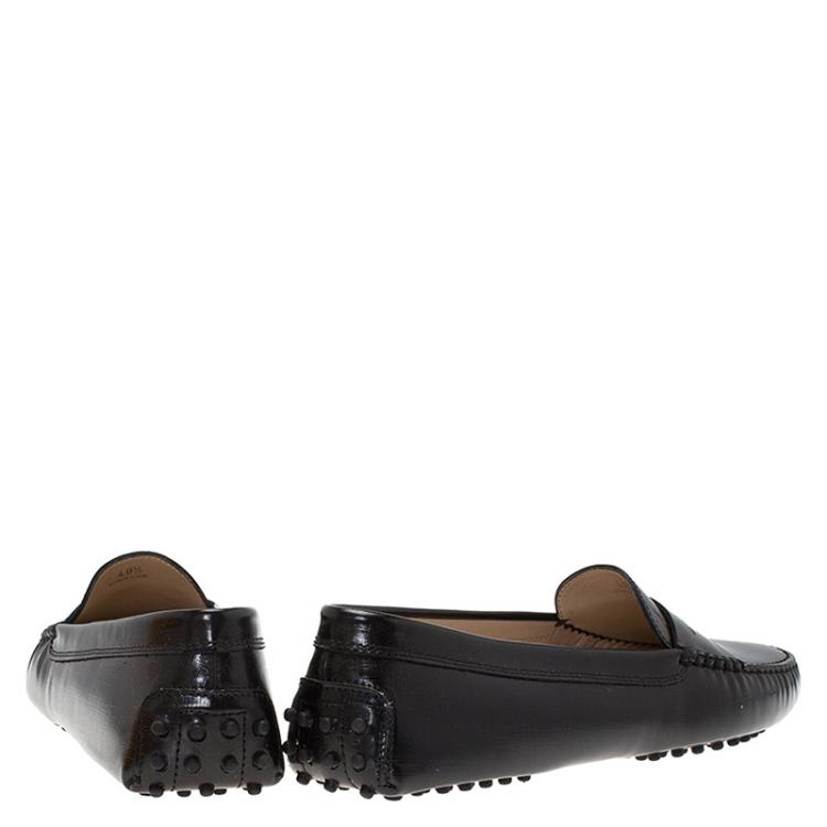 Pre Owned Tod's Black Patent Penny Loafers Size 40.5