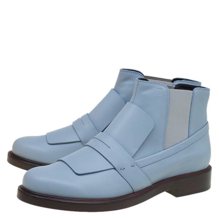 powder blue ankle boots