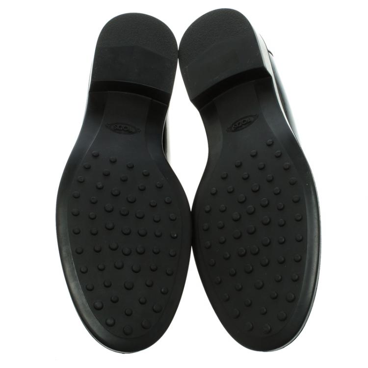 Pre Owned Tod's Black Patent Leather Buckle Loafers Size 40
