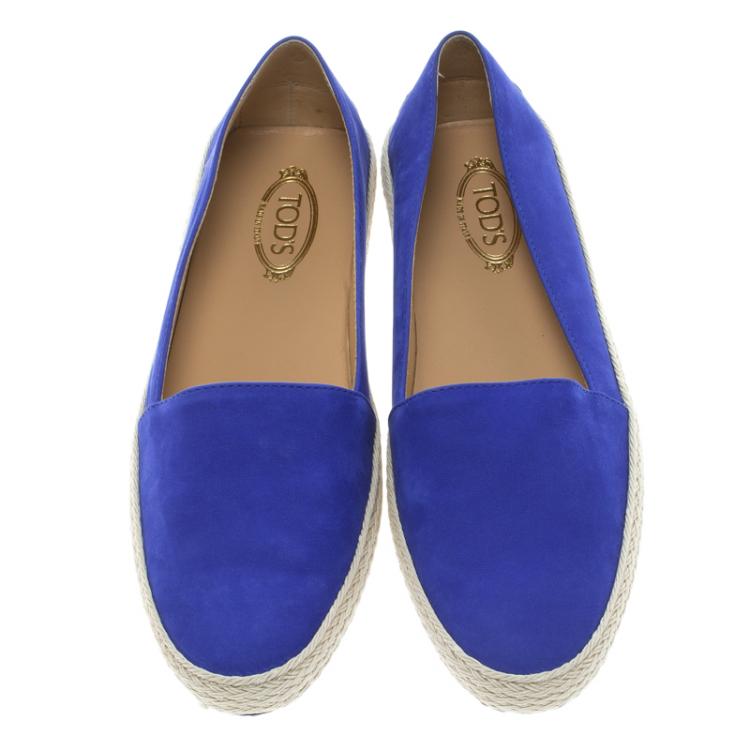 Pre Owned Tod's Cobalt Blue Suede Espadrille Skate Sneakers Size 38