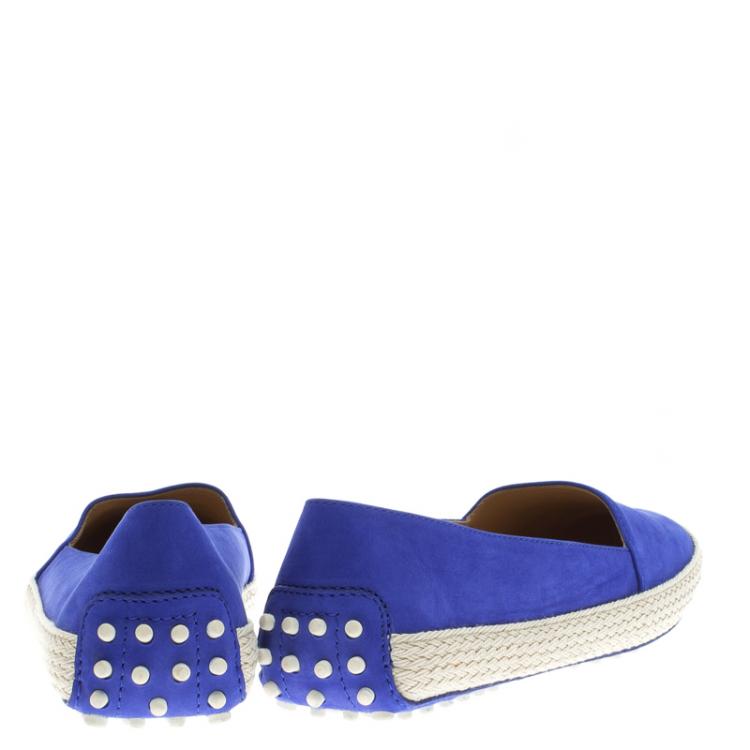 Pre Owned Tod's Cobalt Blue Suede Espadrille Skate Sneakers Size 38