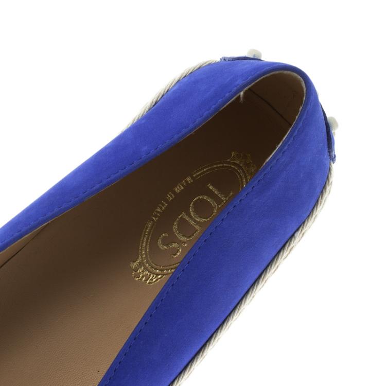 Pre Owned Tod's Cobalt Blue Suede Espadrille Skate Sneakers Size 38