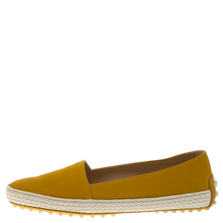 Pre Owned Tod's Mustard Yellow Suede Espadrille Skate Sneakers Size 37.5