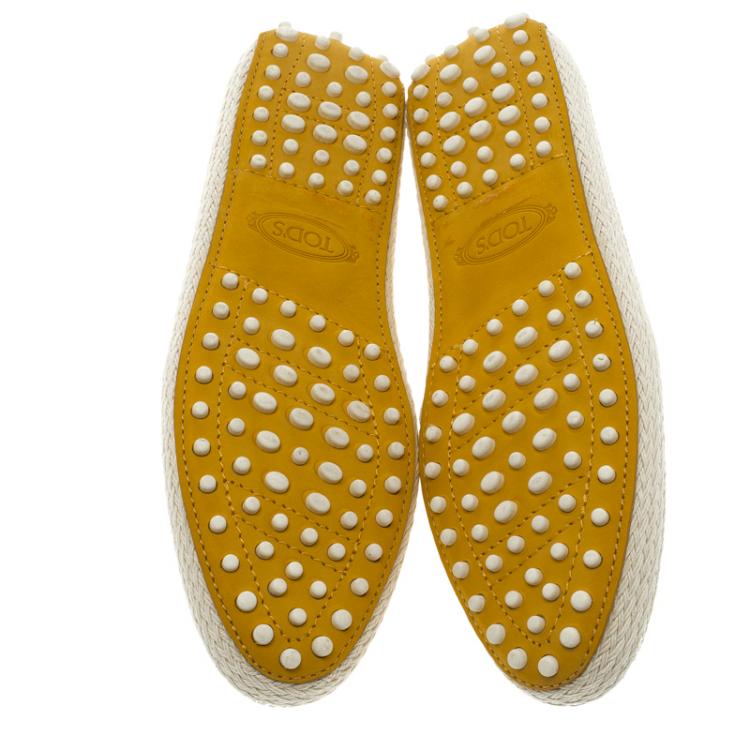 Pre Owned Tod's Mustard Yellow Suede Espadrille Skate Sneakers Size 37.5