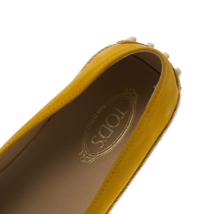 Pre Owned Tod's Mustard Yellow Suede Espadrille Skate Sneakers Size 37.5