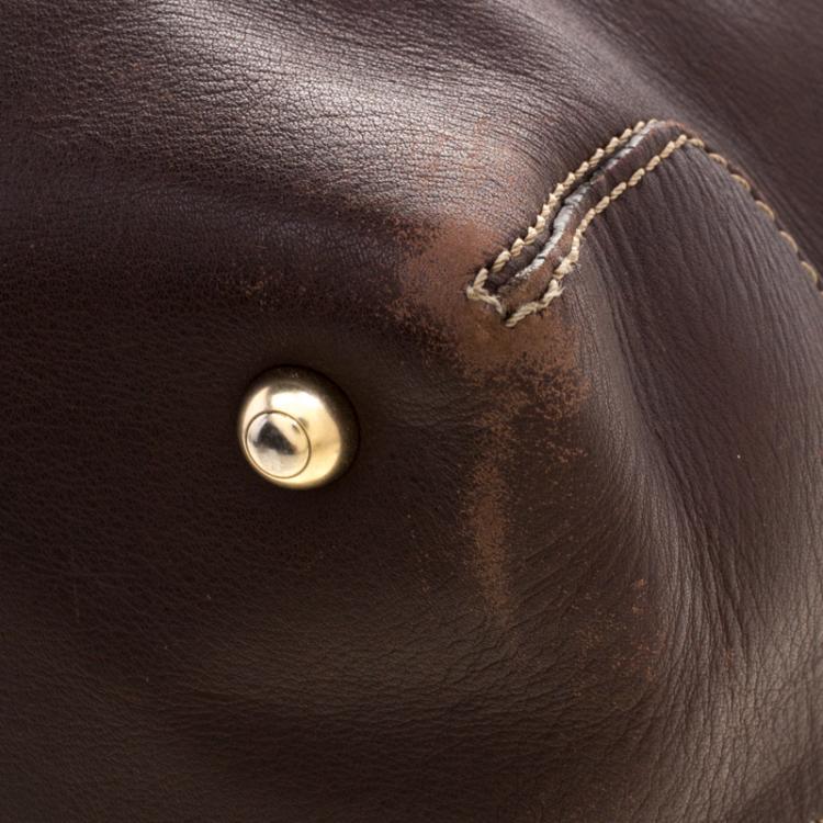 Pre Owned Tod's Dark Brown Leather D Cube Bowler Bag