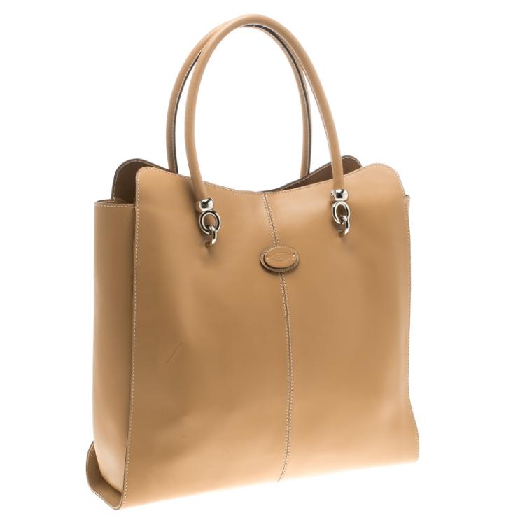 Pre Owned Tod's Beige Leather Sella Shopping Bag