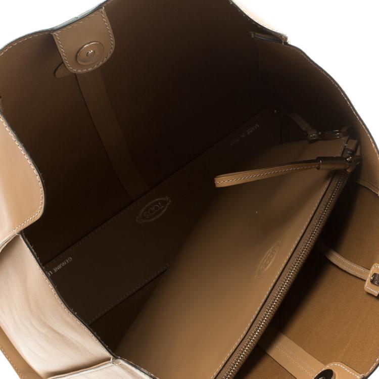 Pre Owned Tod's Beige Leather Sella Shopping Bag