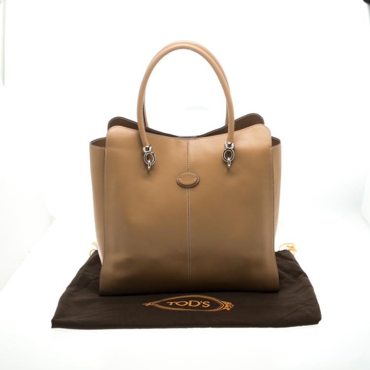 Pre Owned Tod's Beige Leather Sella Shopping Bag