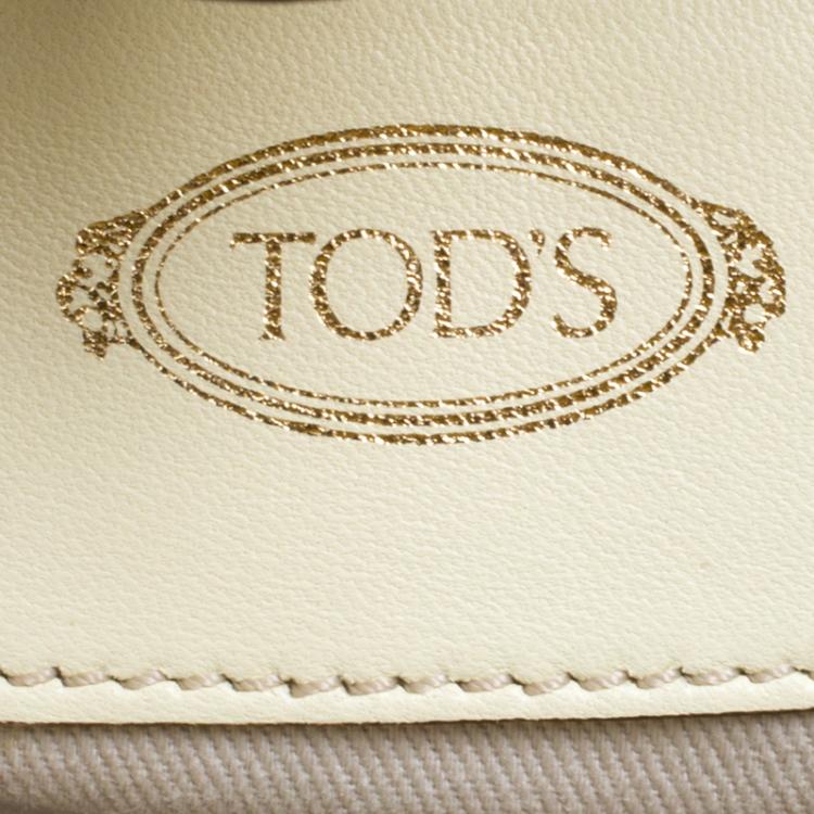 Pre Owned Tod's Cream/Gold Leather and Python Horse Block Grand Shopping Tote