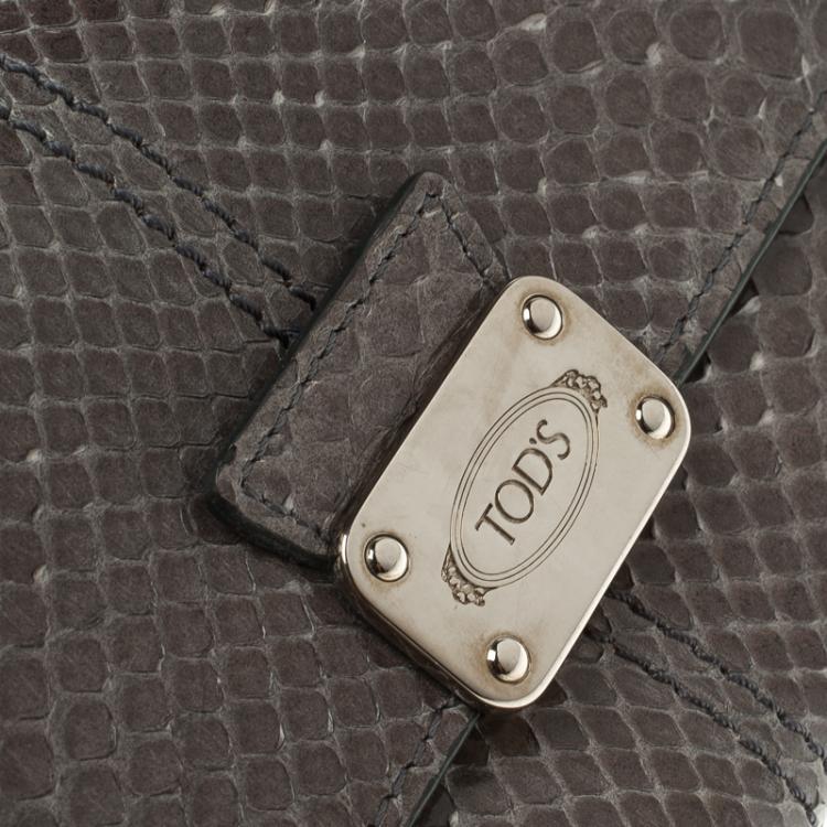 Pre Owned Tod's Grey Python Tri Fold Wallet