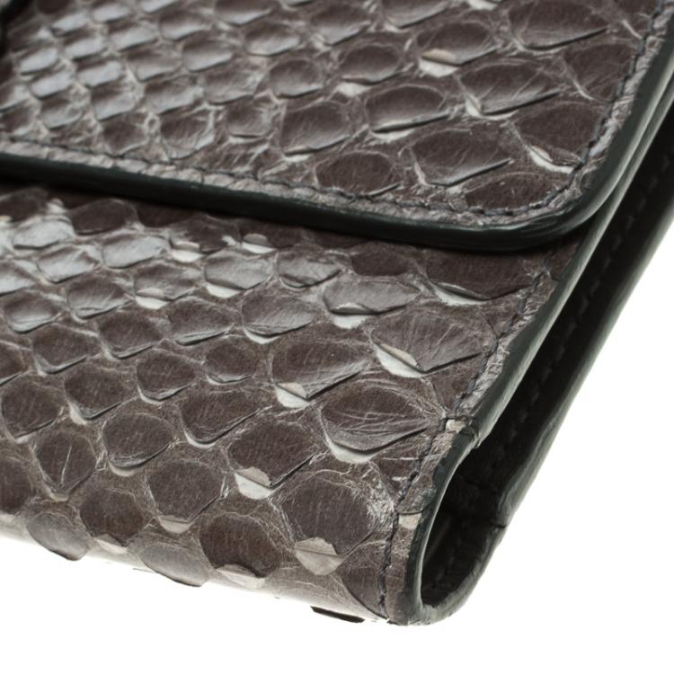 Pre Owned Tod's Grey Python Tri Fold Wallet