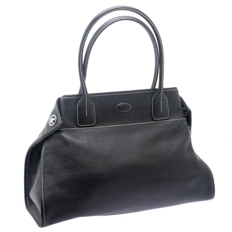 Pre Owned Tod's Black Leather Girelli Tote