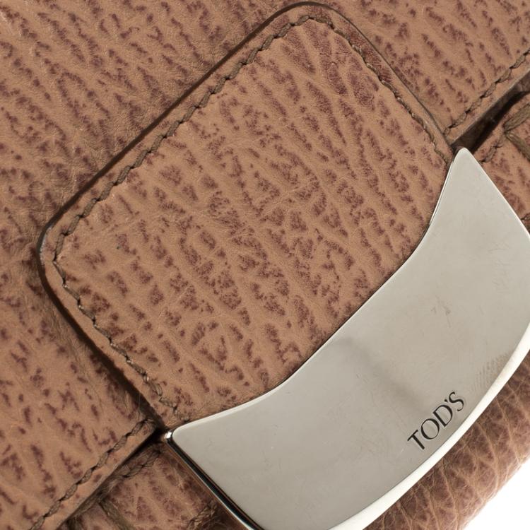 Pre Owned Tod's Brown Tetured Leather Compact Wallet 